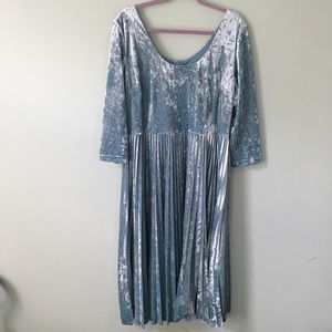 Baby Blue Suede 3/4 Sleeve Knee Length Tall Dress